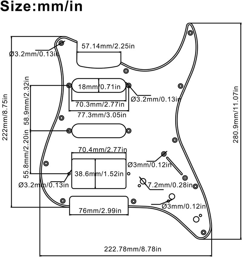 MAXCHEER SSH-Coil Splitting Electric Guitar Pickguard Two Mini Humbucker + ONE 4 Coil Pickup High Output-(9K/9K/18K) Loaded Prewired Scratchplate (Black, SSH) - Image 2